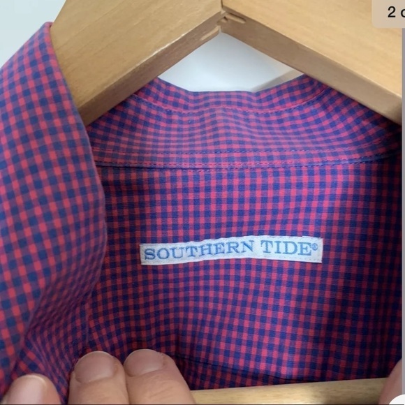 Southern Tide mens check button front shirt M - Picture 2 of 5